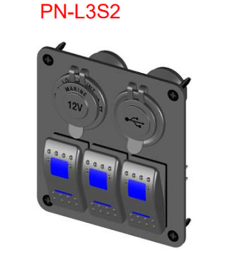 Switch Panel - Rocker Switch with 3 Panels - ON-OFF - PN-L3S2 - ASM